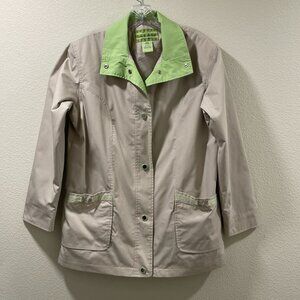 MACKINTOSH Lightweight Raincoat Lined Snap Front, Khaki - M